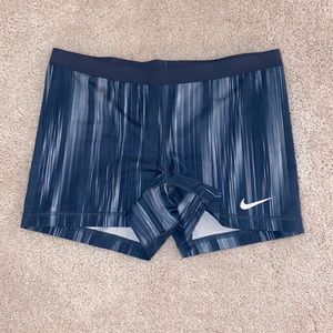 Nike Women's Navy Striped Athletic Shorts
